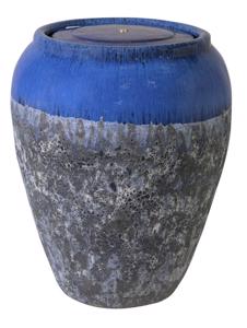 Glazed Ceramic Ishim Round Fountain - Blue/Angkor Blue